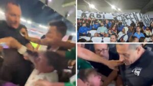 Fútbol Femenino: Despliegan una pancarta de apoyo a Jenni Hermoso y la seguridad del PSG se pone violenta
