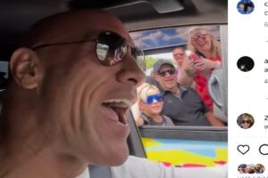 Dwayne Johnson (La Roca) ‘la la’ al volante al encontrarse con un grupo de fans