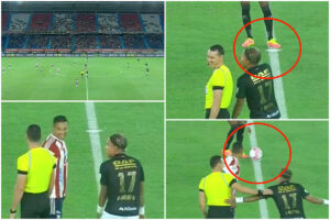 Inslito lo del mejor rbitro: Wilmar Roldn empez el partido sin baln, Bacca y Dayro se burlaron