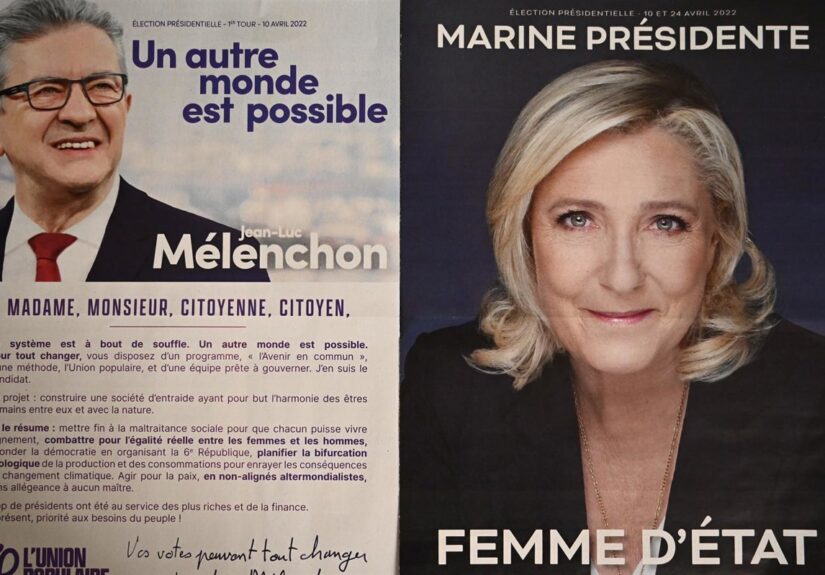 Le Pen y Mélenchon ya copan la segunda vuelta presidencial en Francia, según un sondeo