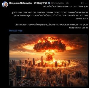 Netanyahu advierte de un «segundo holocausto» con un ataque nuclear sobre Tel Aviv a dos días de las elecciones