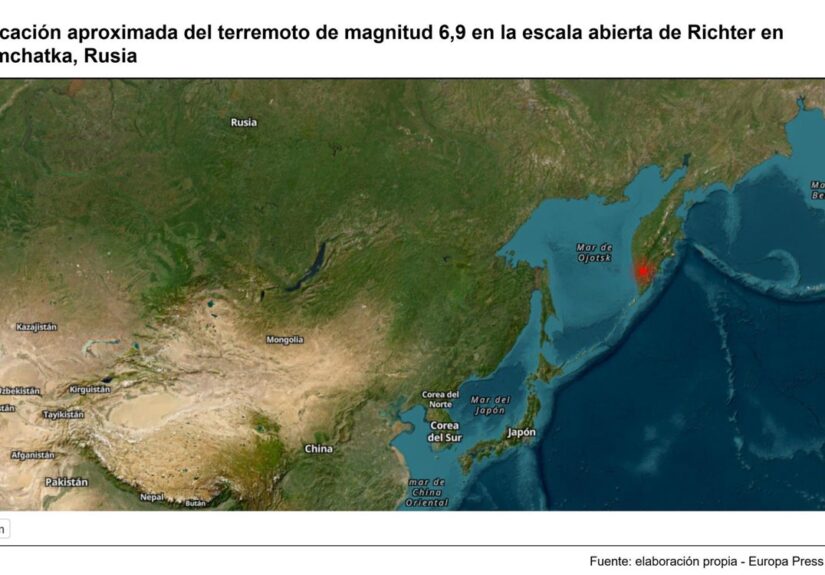 Un terremoto de magnitud 6,9 sacude la península rusa de Kamchatka